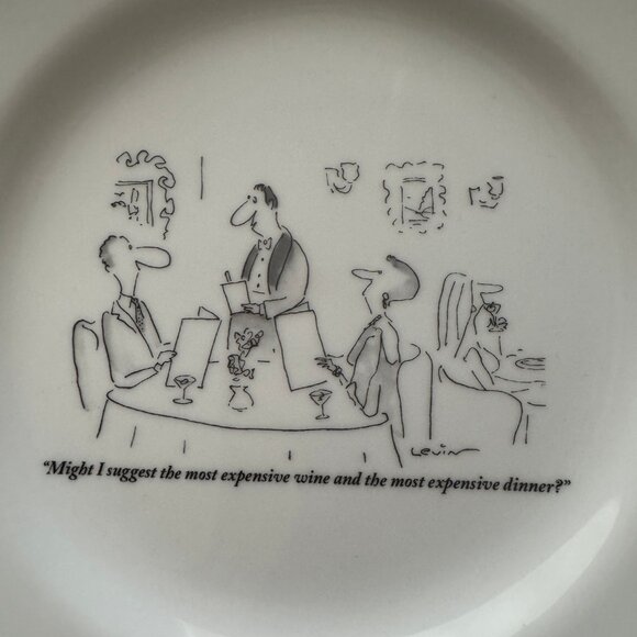LOT OF 6 THE NEW YORKER CARTOON COMIC WINE THEME PLATES RESTORATION HARDWARE - Picture 6 of 16